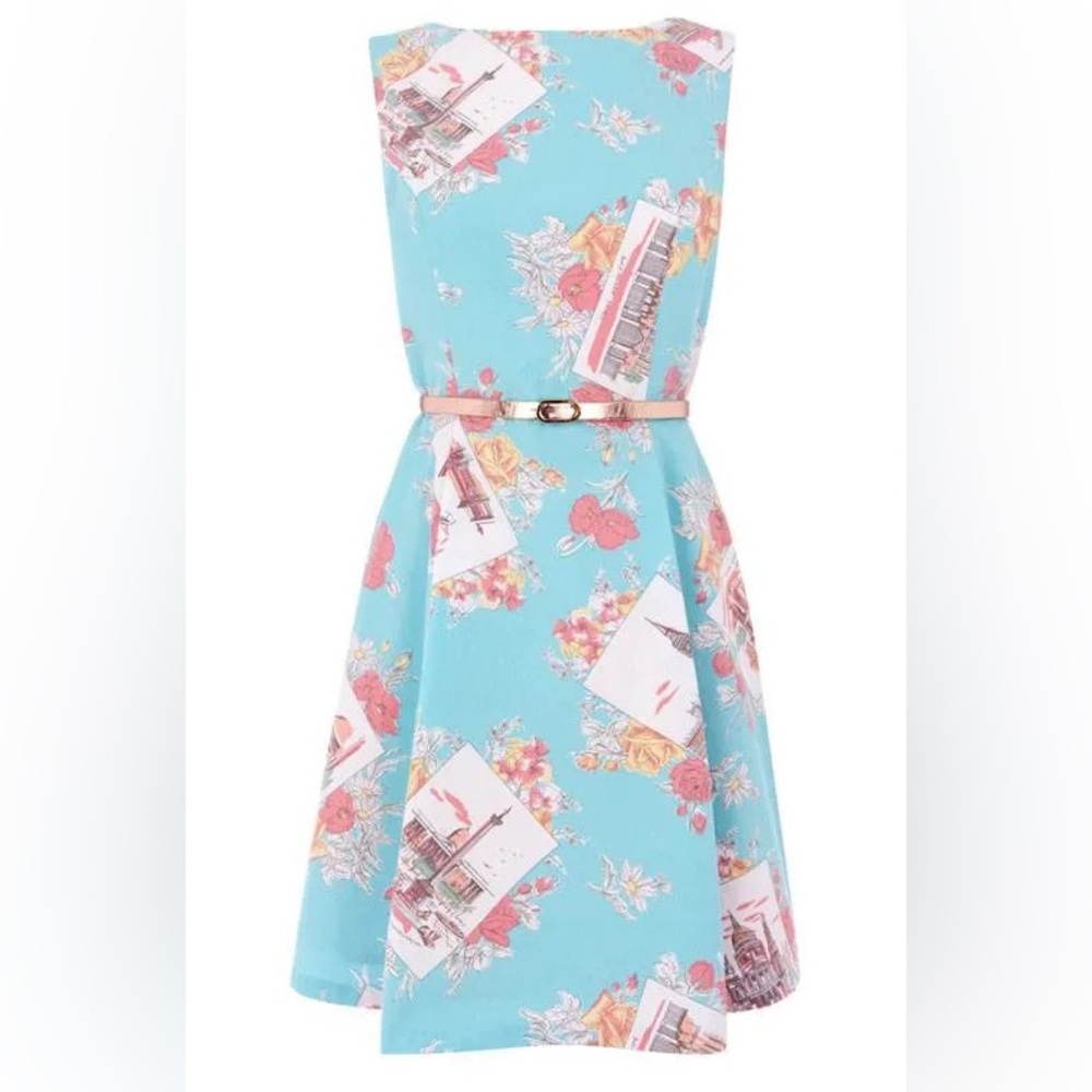 NWOT Oasis London Limited Edition Teal Pink Cotton Summer Dress